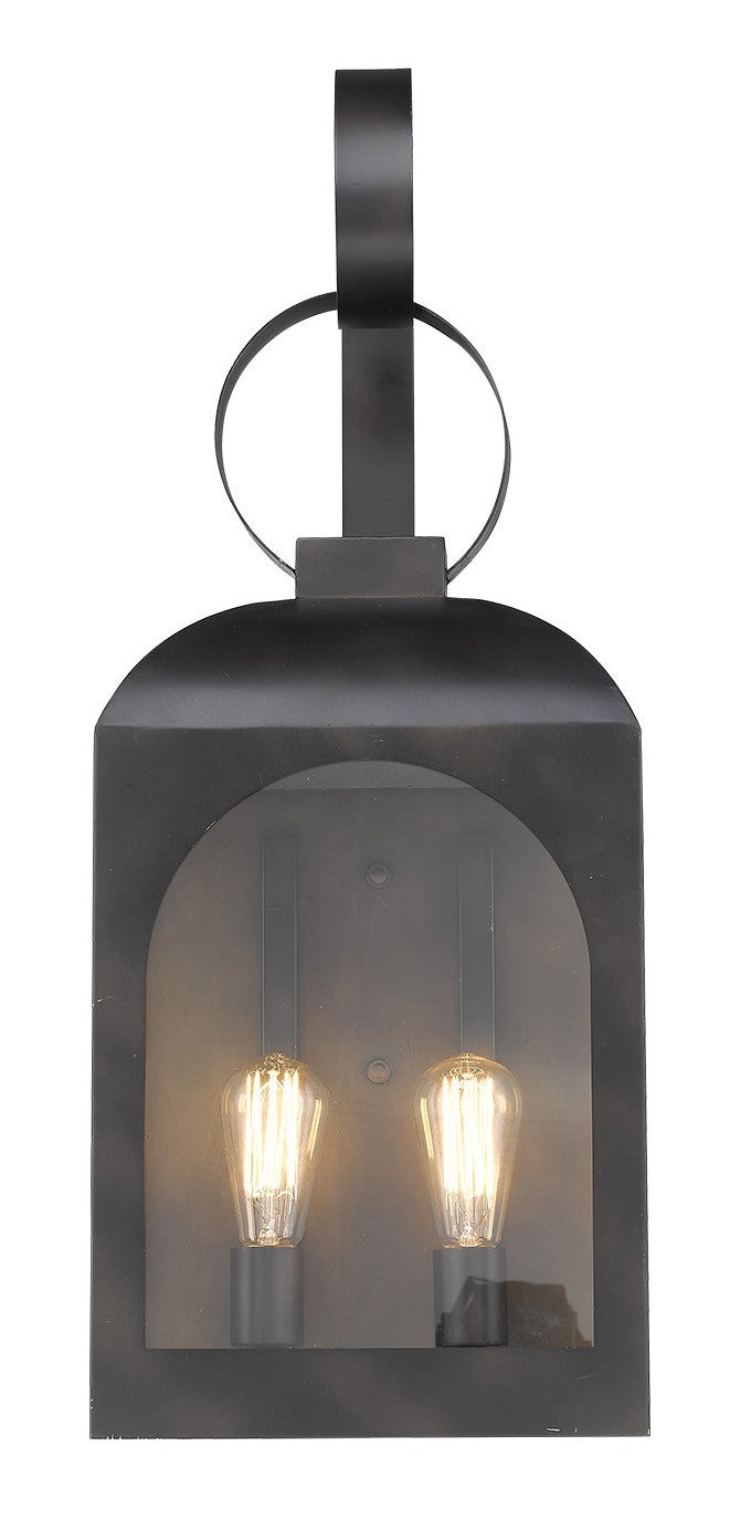 Black And Clear Two Light Transparent Dimmable Outdoor Hanging Lights With Black And Clear Shades