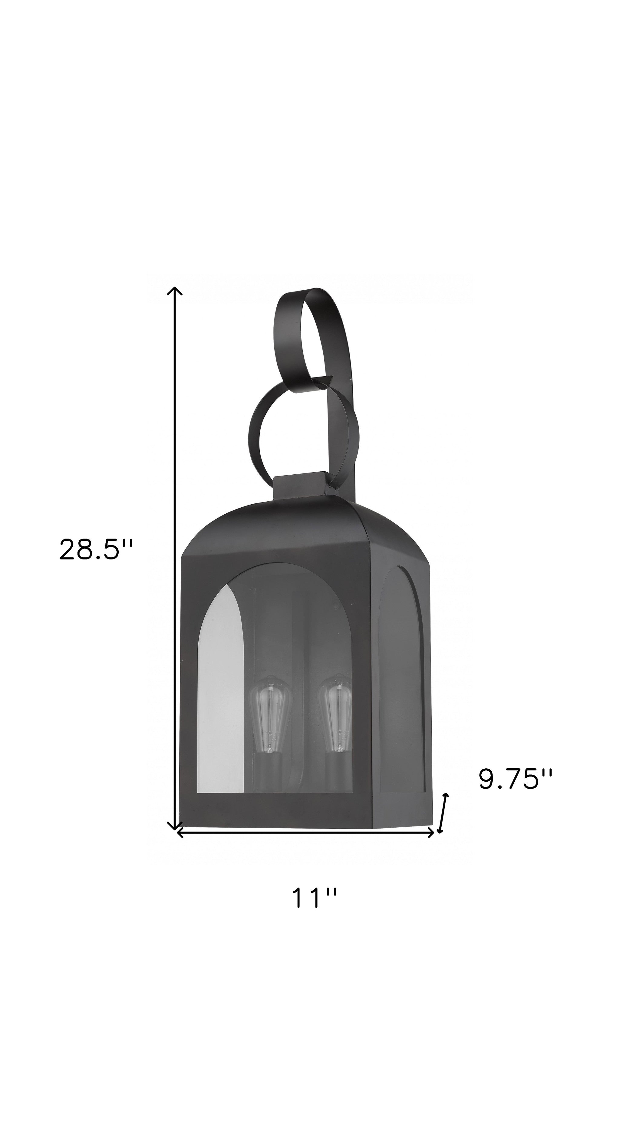 Black And Clear Two Light Transparent Dimmable Outdoor Hanging Lights With Black And Clear Shades