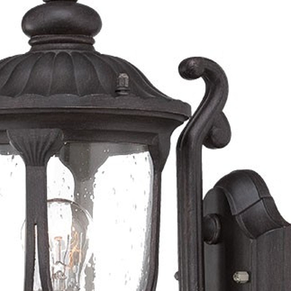 Black Cast Aluminum Glass Lantern Wall Light