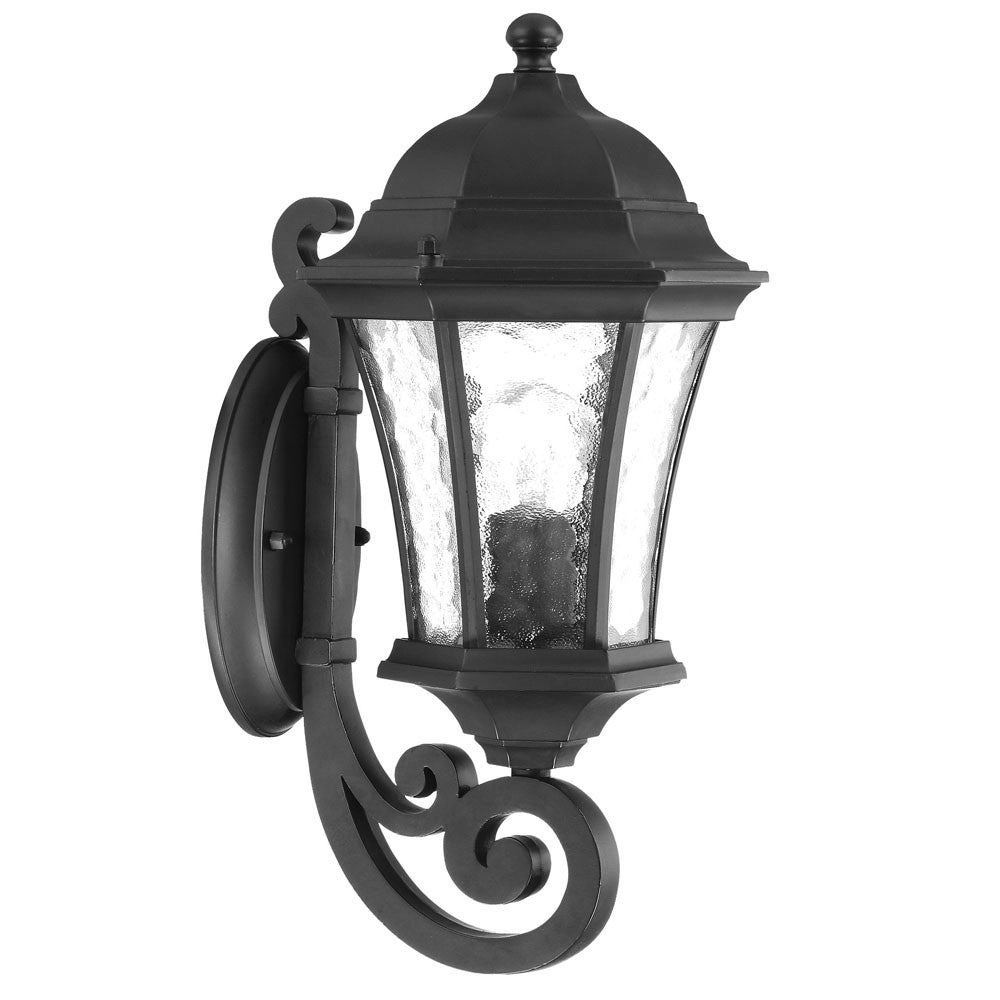 Black And Clear Hammered Dimmable Outdoor Hanging Light With Black And Clear Shades