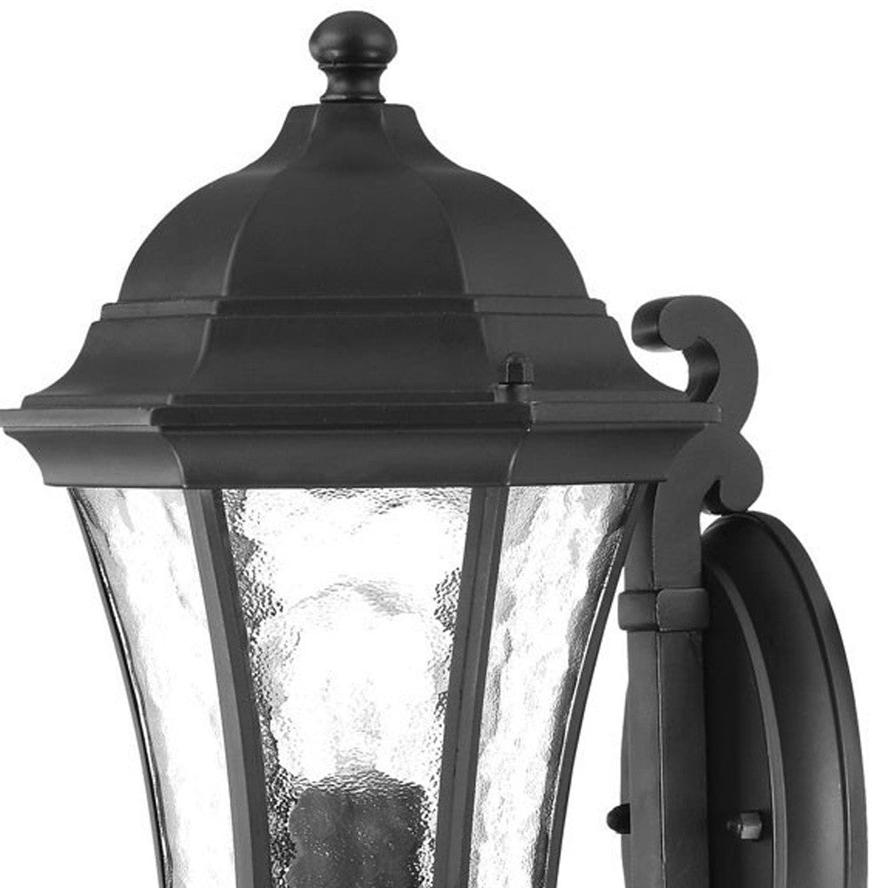 Black And Clear Hammered Dimmable Outdoor Hanging Light With Black And Clear Shades