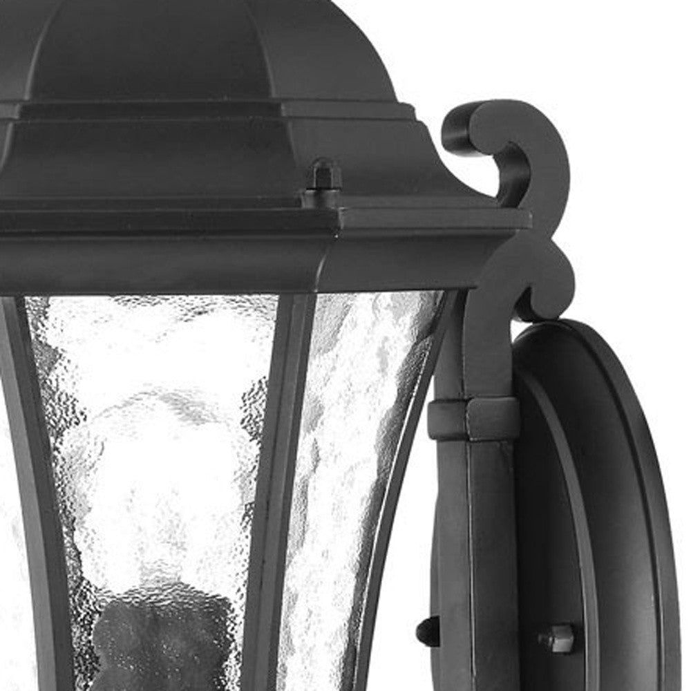 Black And Clear Hammered Dimmable Outdoor Hanging Light With Black And Clear Shades