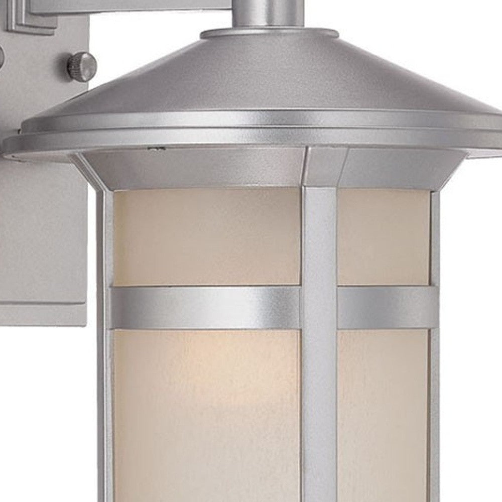 Silver And White Frosted Dimmable Outdoor Hanging Light With Silver And White Shades