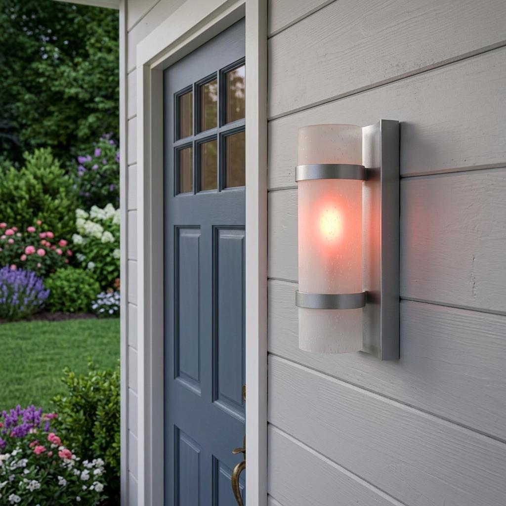 Brushed Silver and White Glass Wall Sconce
