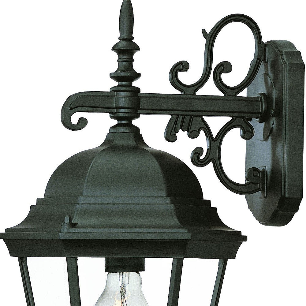 Matte Black Domed Glass Hanging Lantern Wall Light