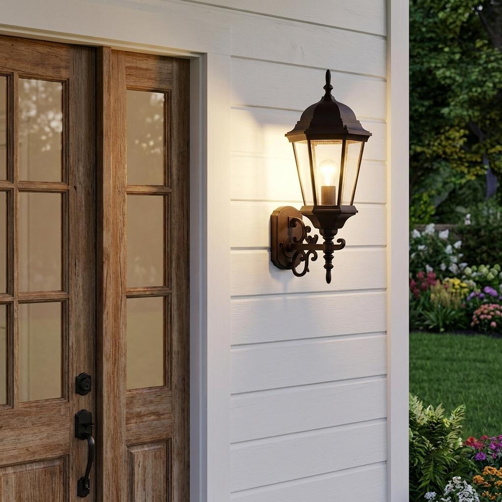 Matte Black Domed Glass Lantern Wall Light