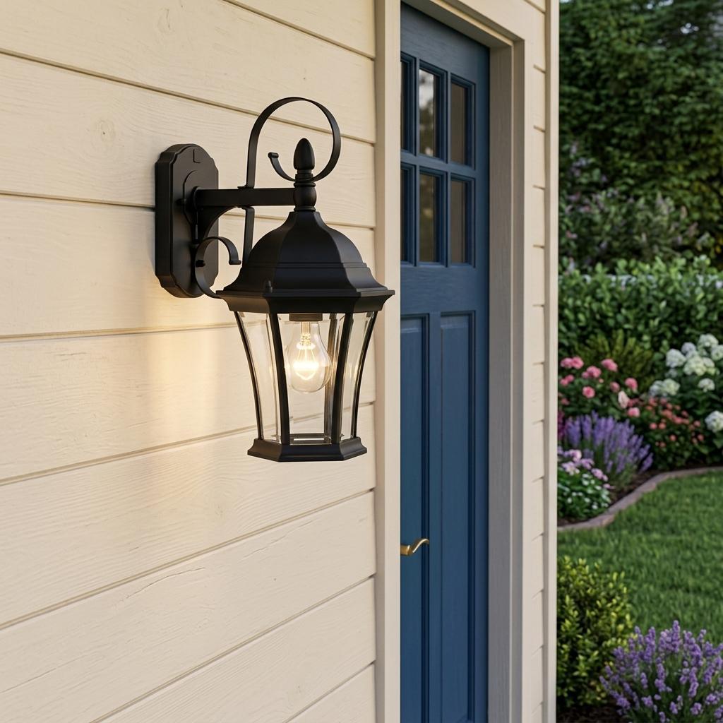 Matte Black Swing Arm Hanging Lantern Wall Light