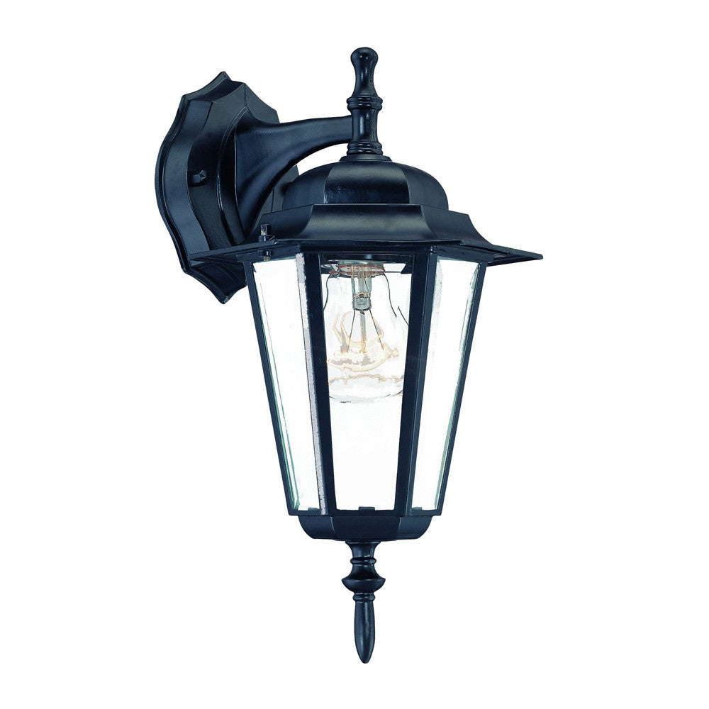 Matte Black Glass Hanging Lantern Wall Light