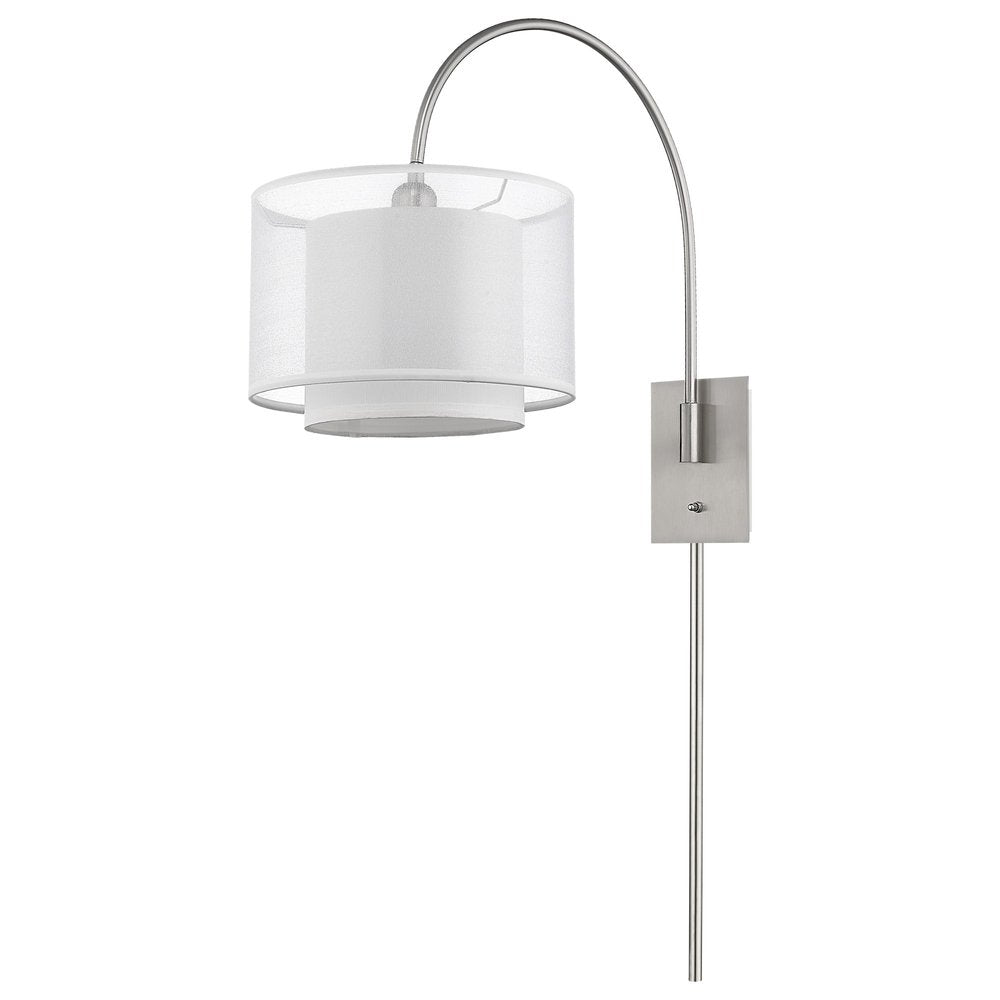 44" Clear Silver And White Metal And Sheer Fabric Flush Mount Wall Sconce