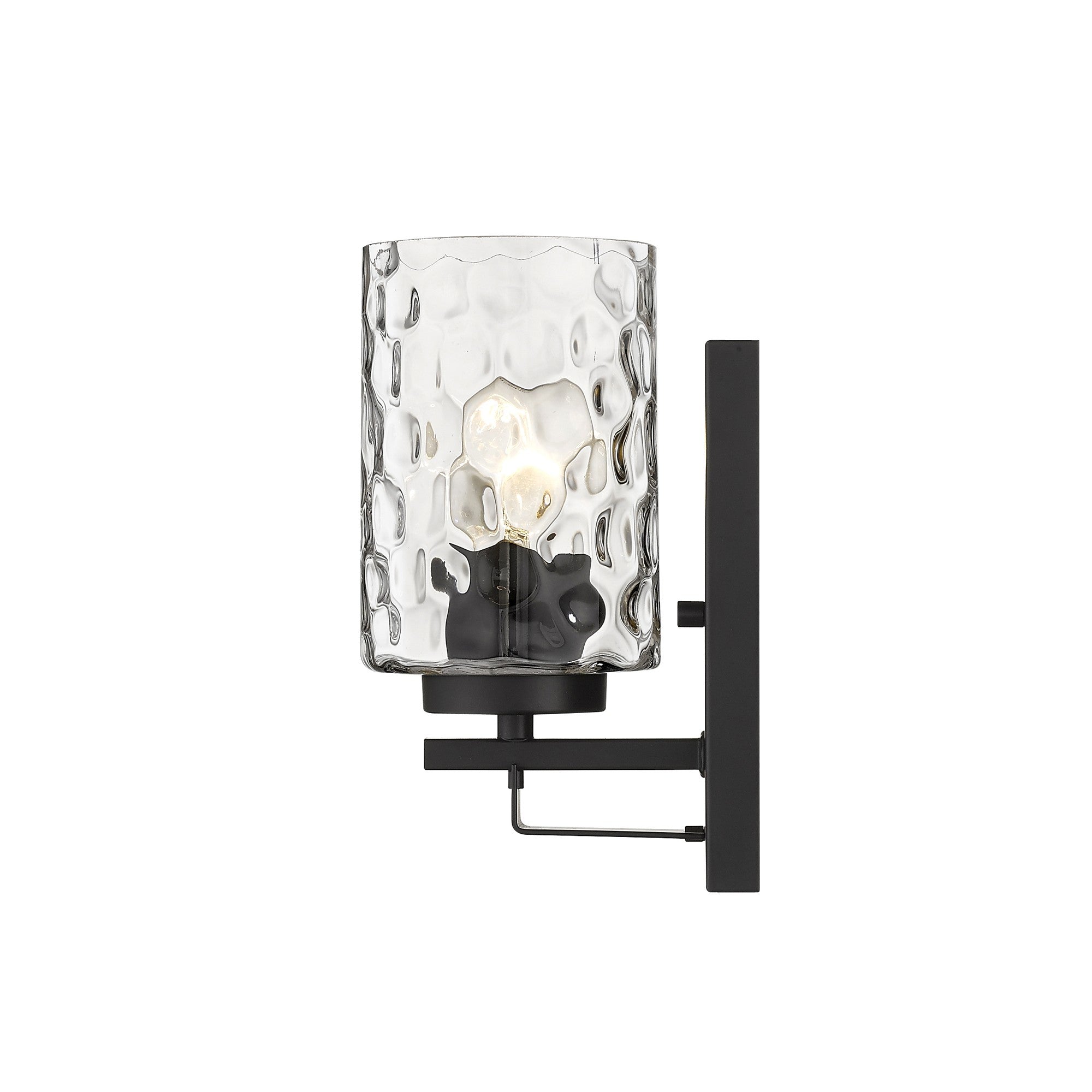 Black Metal and Pebbled Glass Wall Sconce