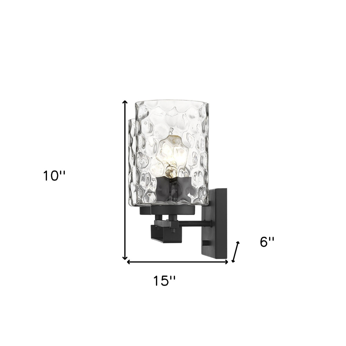 10" Black And Clear Metal Vanity Flush Mounted Sconce