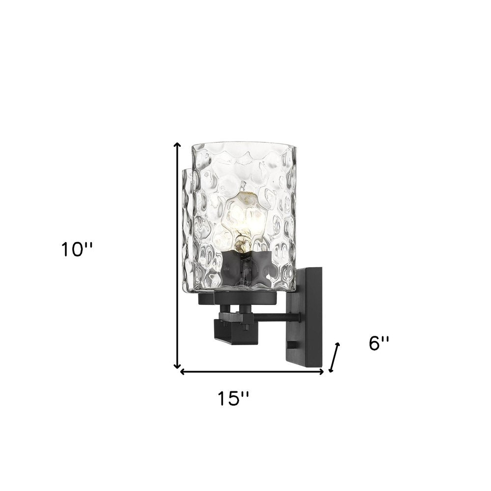 10" Black And Clear Metal Vanity Flush Mounted Sconce