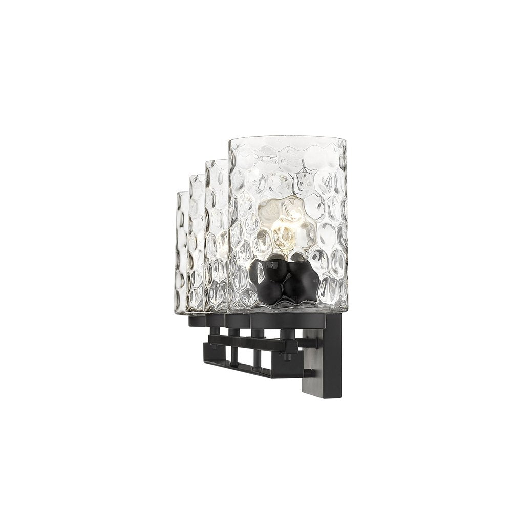 10" Black And Clear Metal and Glass Vanity Flush Mounted Sconce