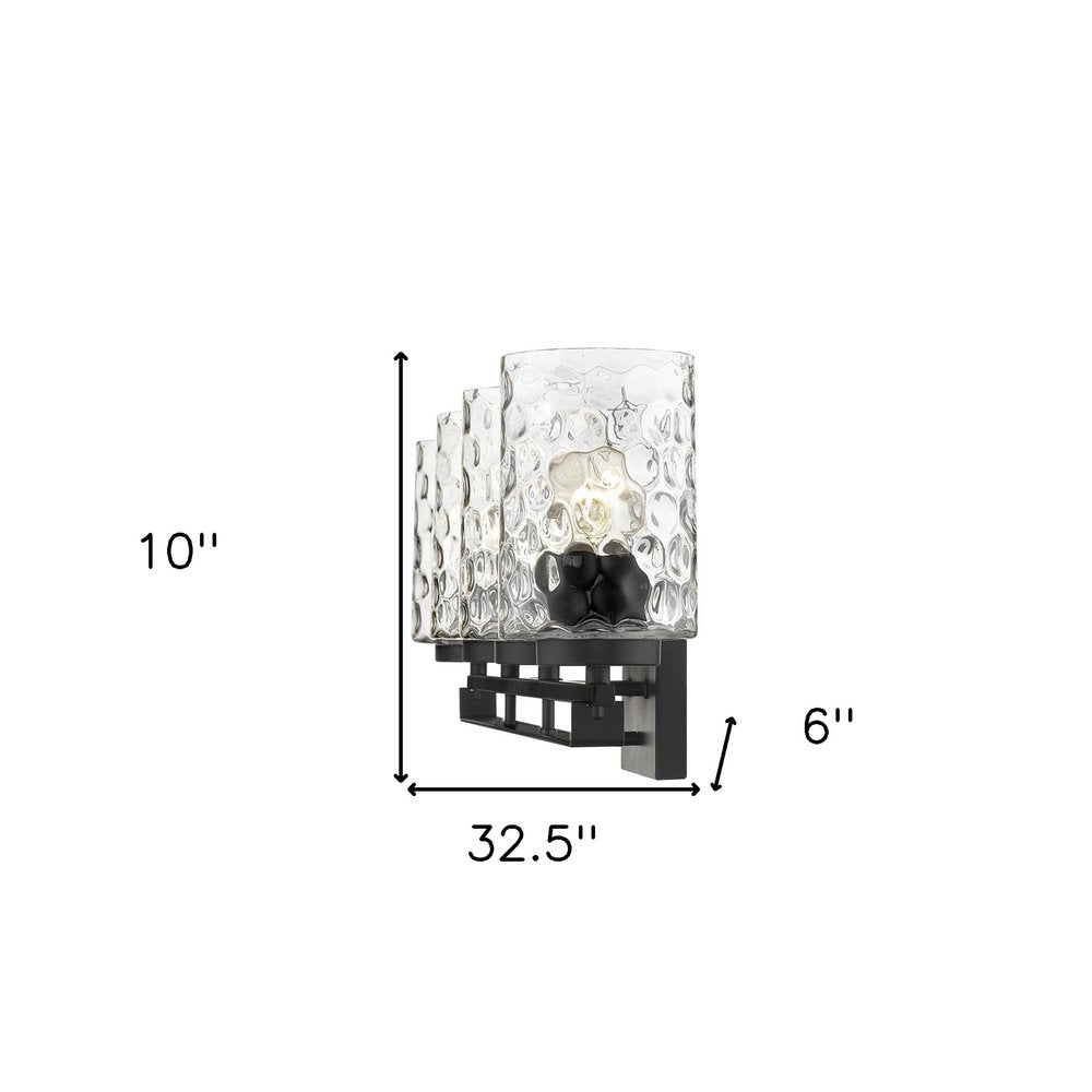 10" Black And Clear Metal and Glass Vanity Flush Mounted Sconce