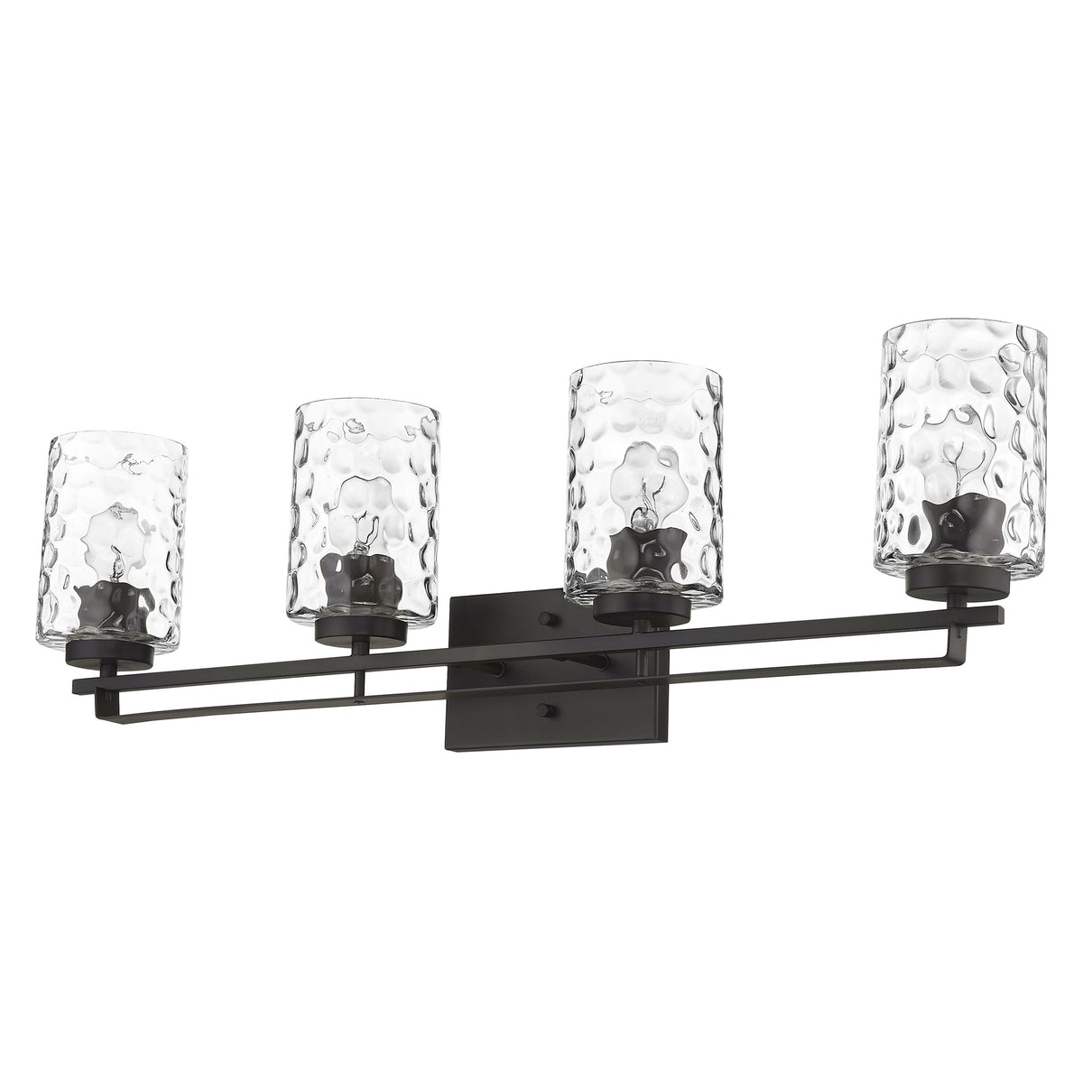 10" Black And Clear Metal and Glass Vanity Flush Mounted Sconce