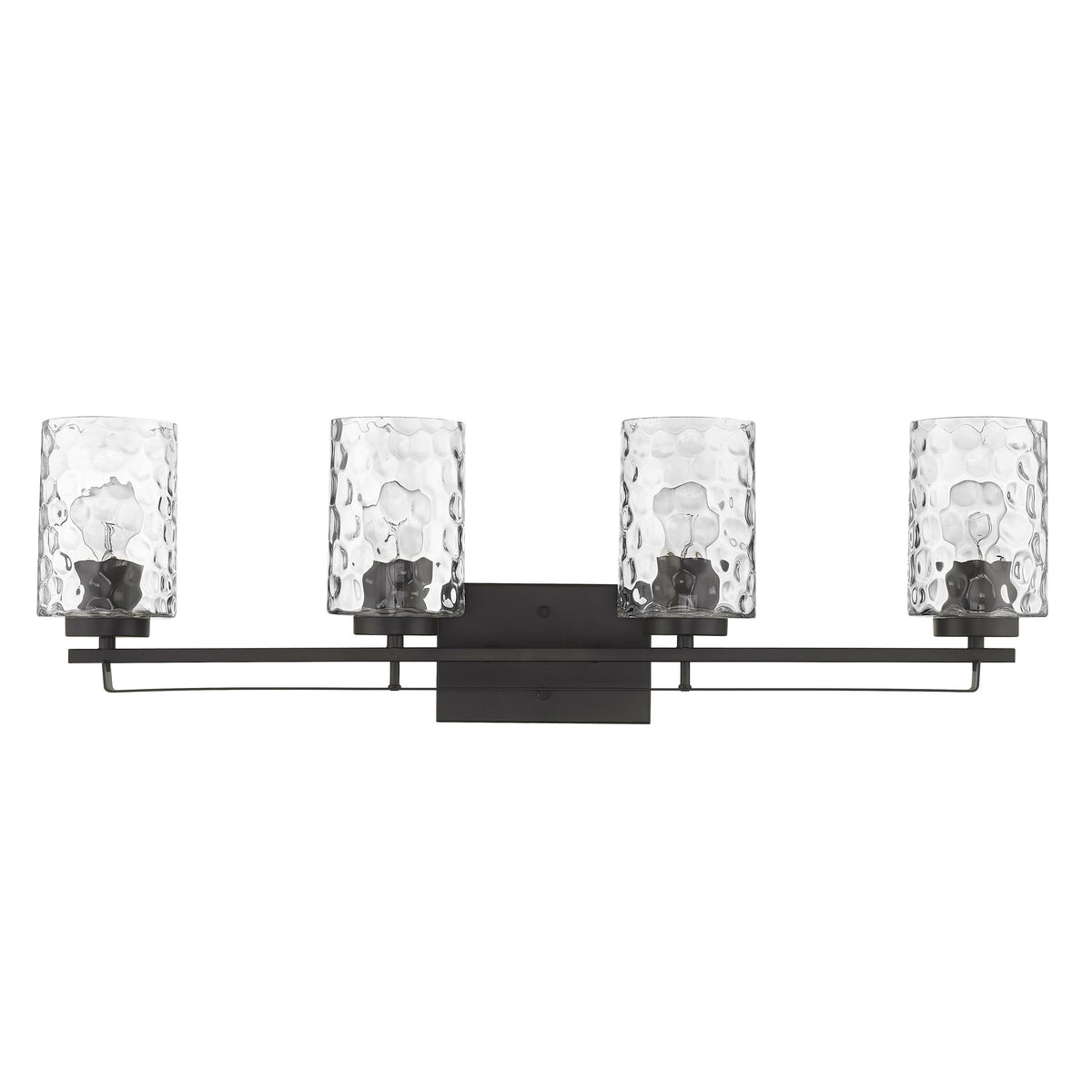 10" Black And Clear Metal and Glass Vanity Flush Mounted Sconce