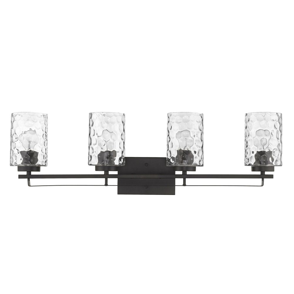 10" Black And Clear Metal and Glass Vanity Flush Mounted Sconce