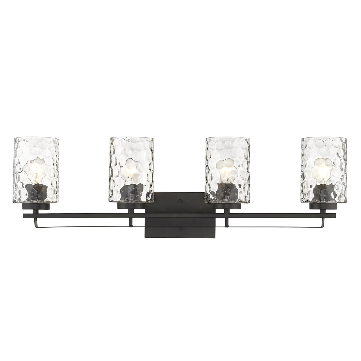 10" Black And Clear Metal and Glass Vanity Flush Mounted Sconce