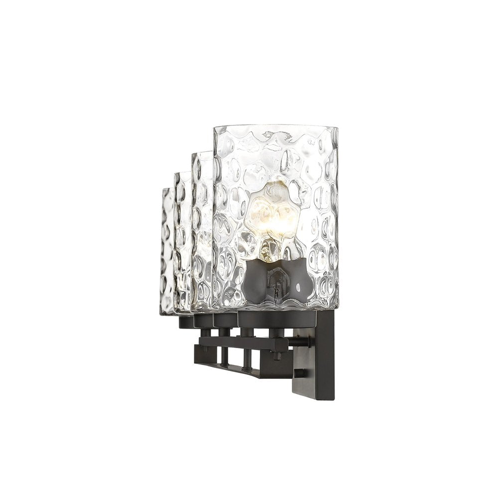 10" Black And Clear Metal and Glass Vanity Flush Mounted Sconce