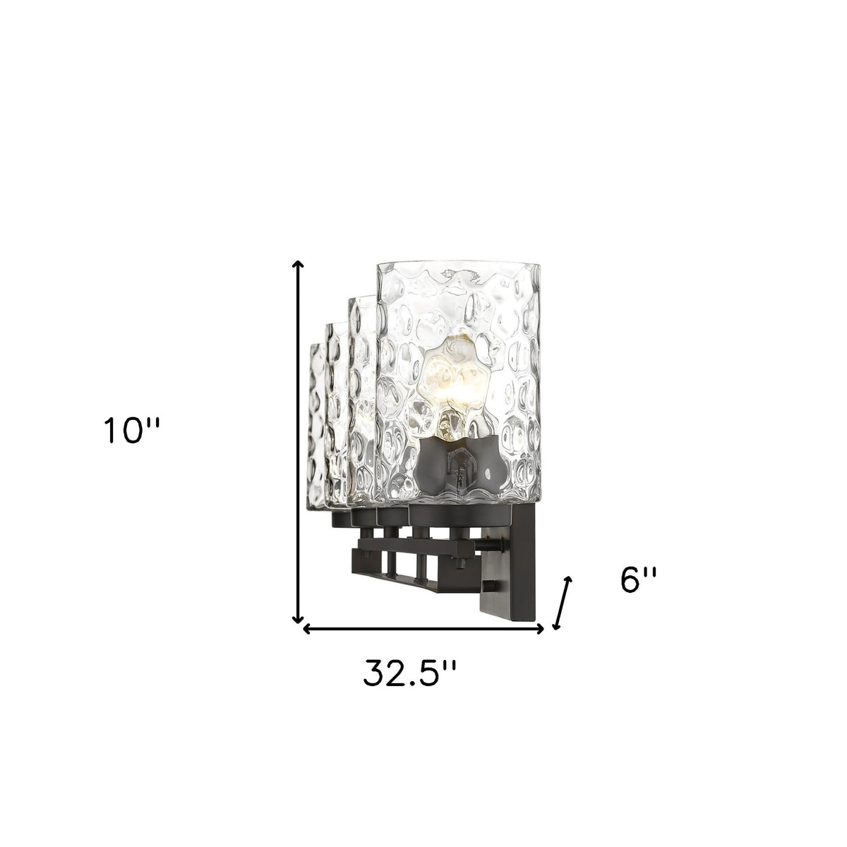 10" Black And Clear Metal and Glass Vanity Flush Mounted Sconce