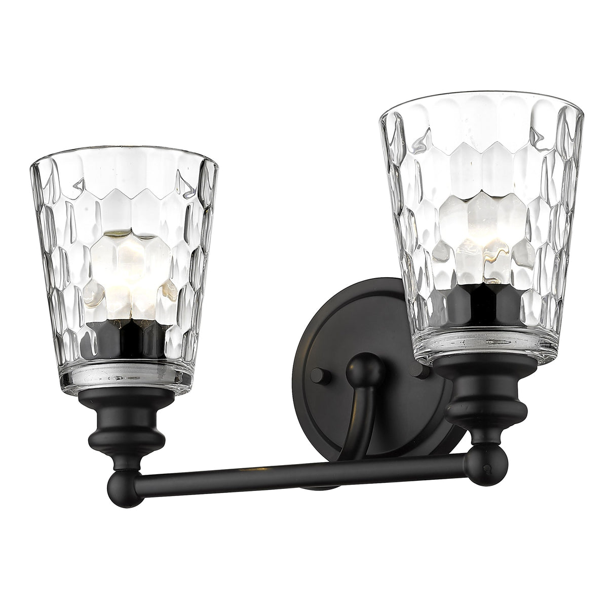 9" Black And Clear Metal and Glass Vanity Flush Mounted Sconce