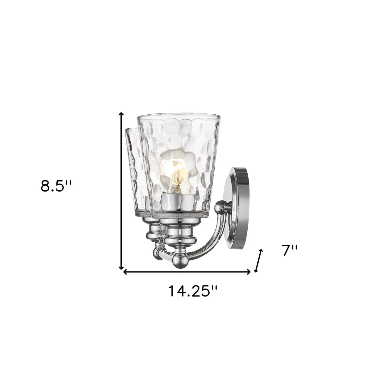 9" Silver And Clear Metal and Glass Vanity Flush Mounted Sconce