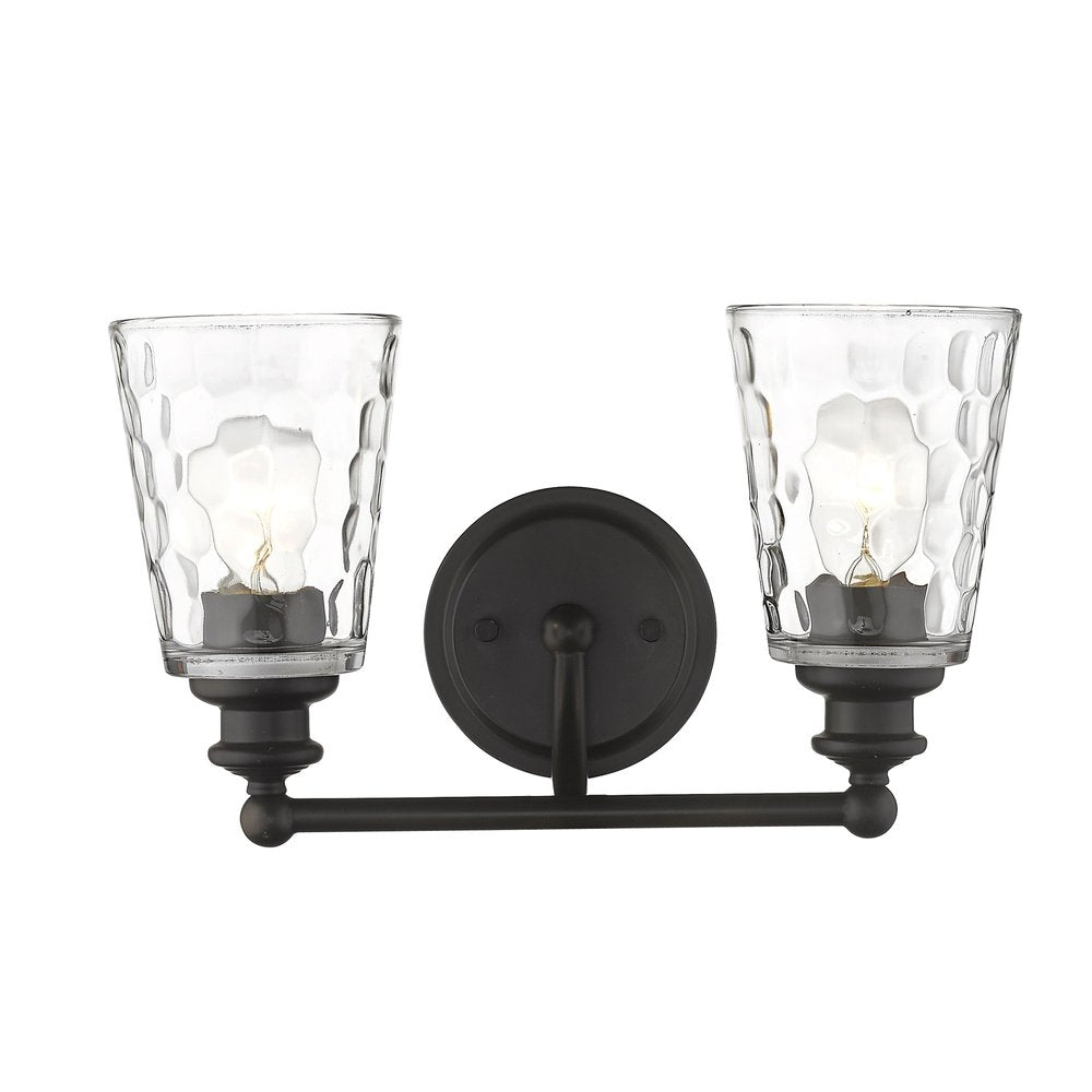 9" Black And Clear Metal and Glass Vanity Flush Mounted Sconce