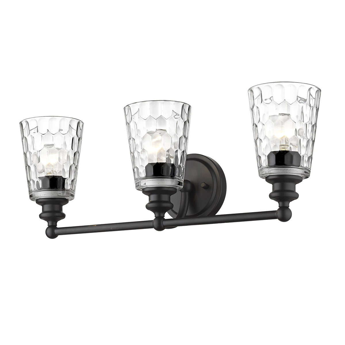 9" Black And Clear Metal and Glass Vanity Flush Mounted Sconce