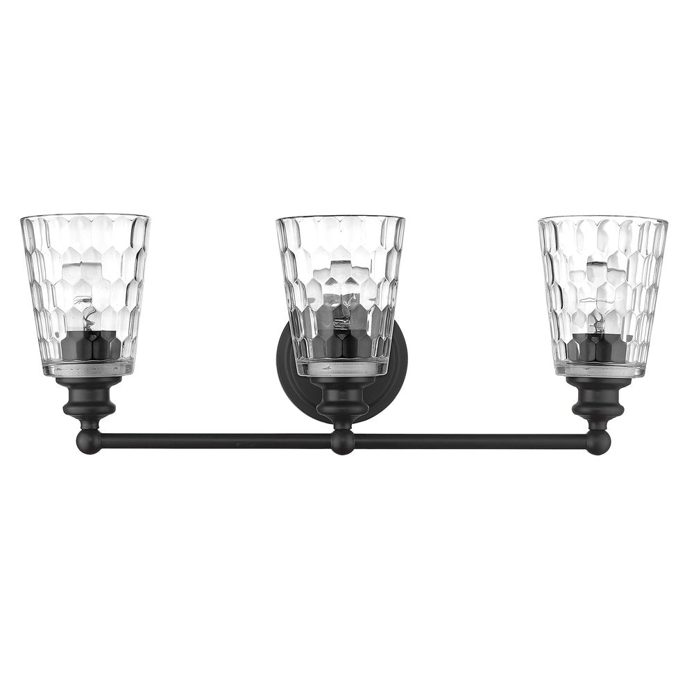 9" Black And Clear Metal and Glass Vanity Flush Mounted Sconce
