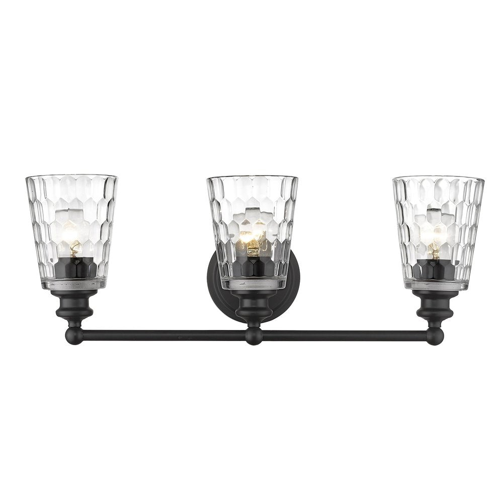 9" Black And Clear Metal and Glass Vanity Flush Mounted Sconce