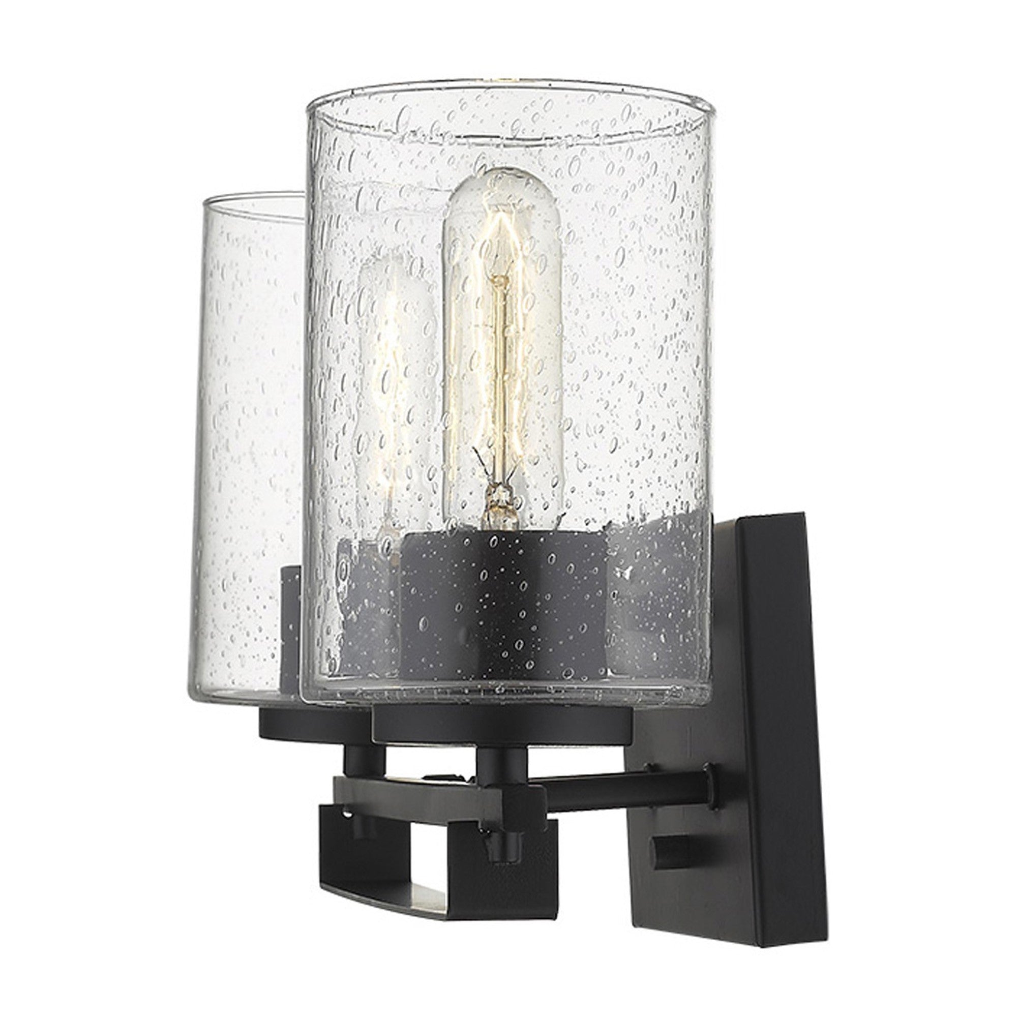 10" Black And Clear Metal Vanity Flush Mounted Sconce