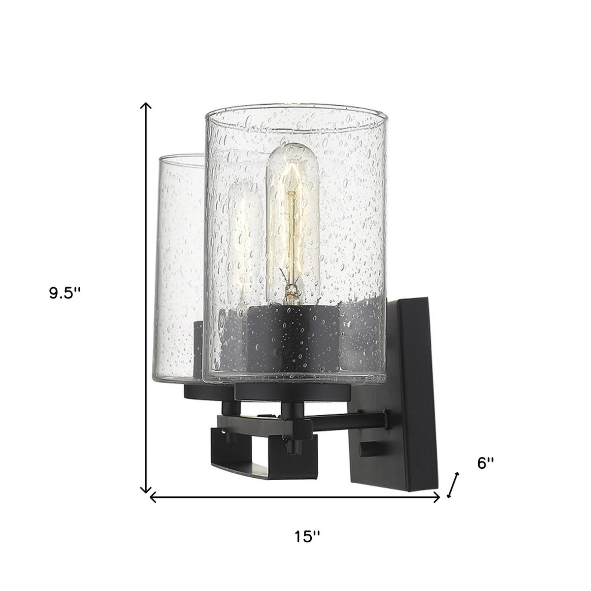 10" Black And Clear Metal Vanity Flush Mounted Sconce