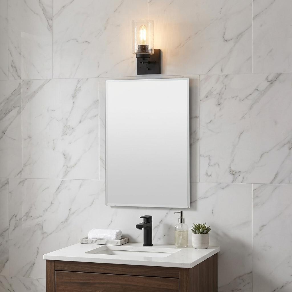 10" Black And Clear Metal Vanity Flush Mounted Sconce
