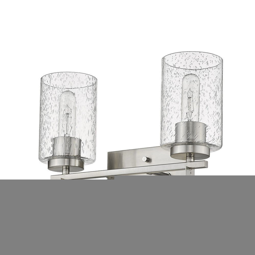 Silver Metal and Textured Glass Two Light Wall Sconce