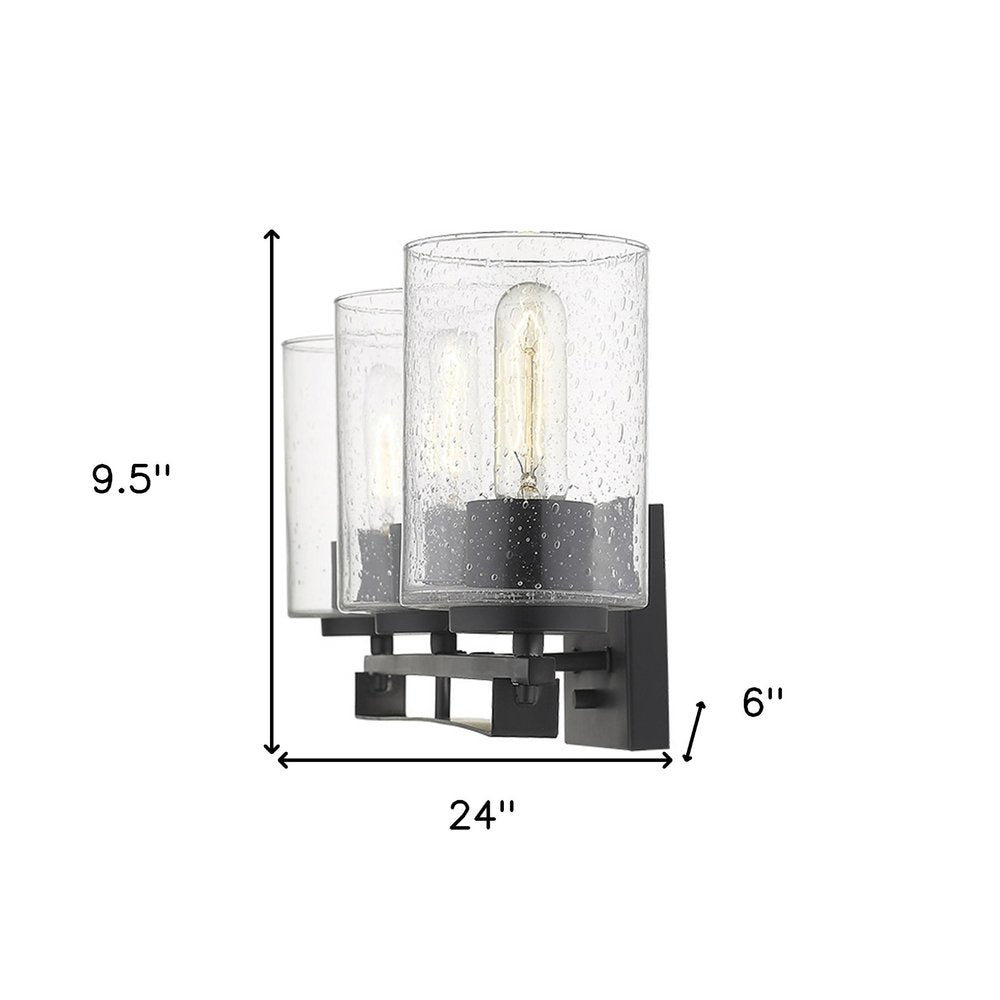 10" Black And Clear Metal Vanity Flush Mounted Sconce