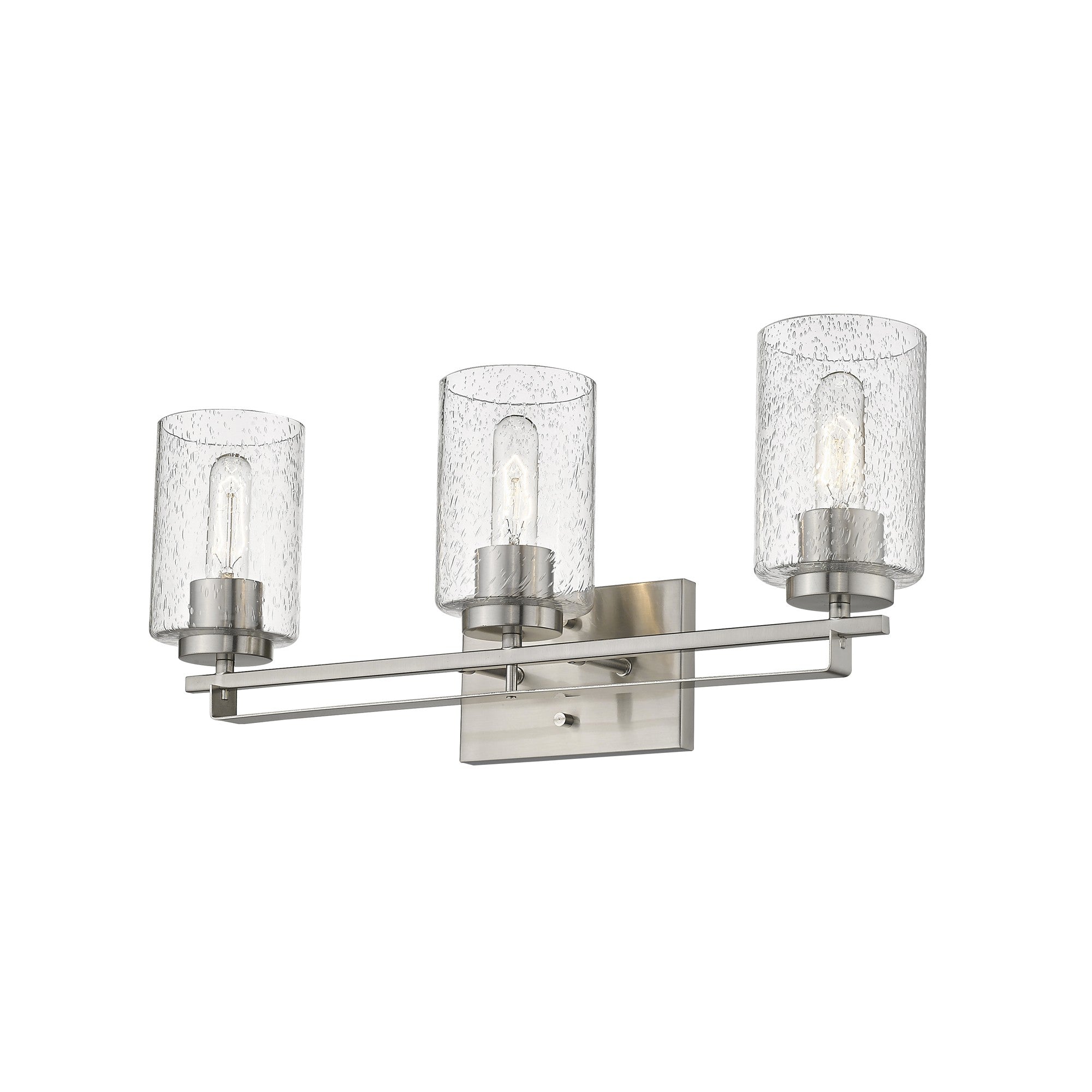 Silver Metal and Textured Glass Three Light Wall Sconce