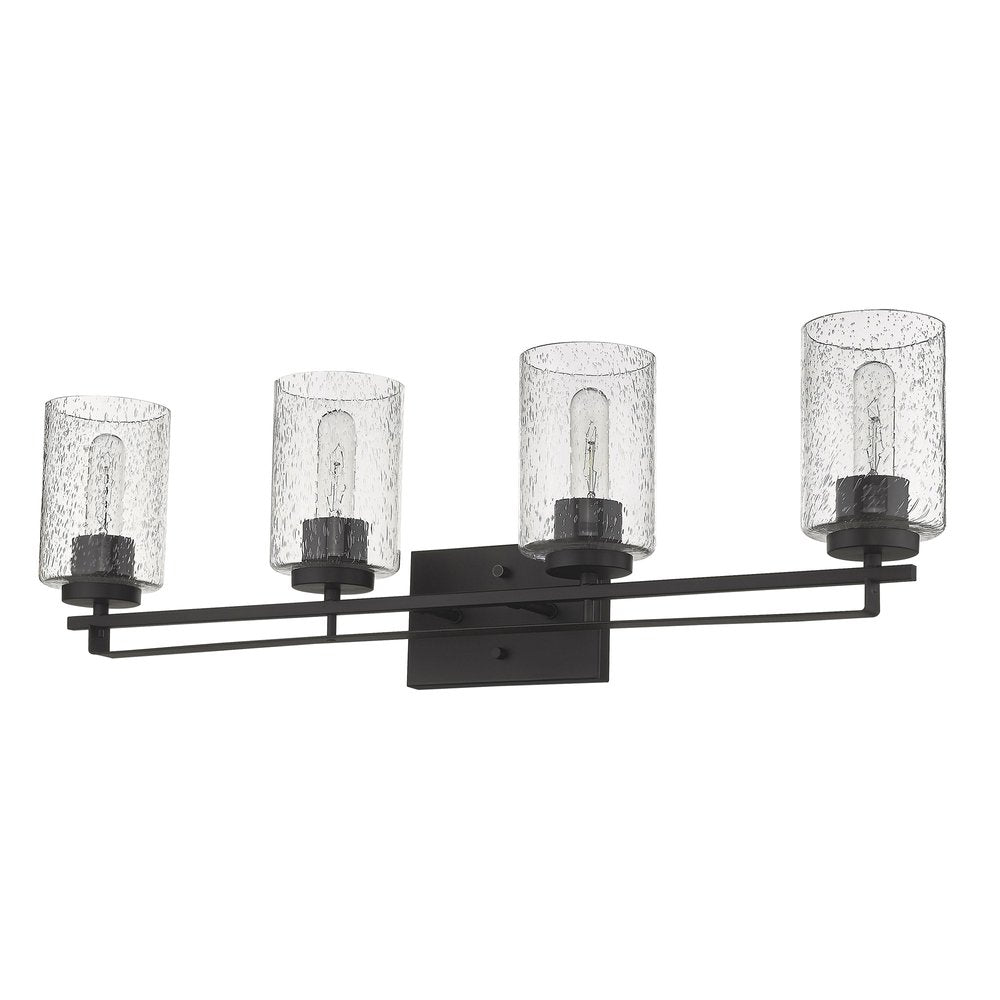 10" Black And Clear Metal and Glass Vanity Flush Mounted Sconce