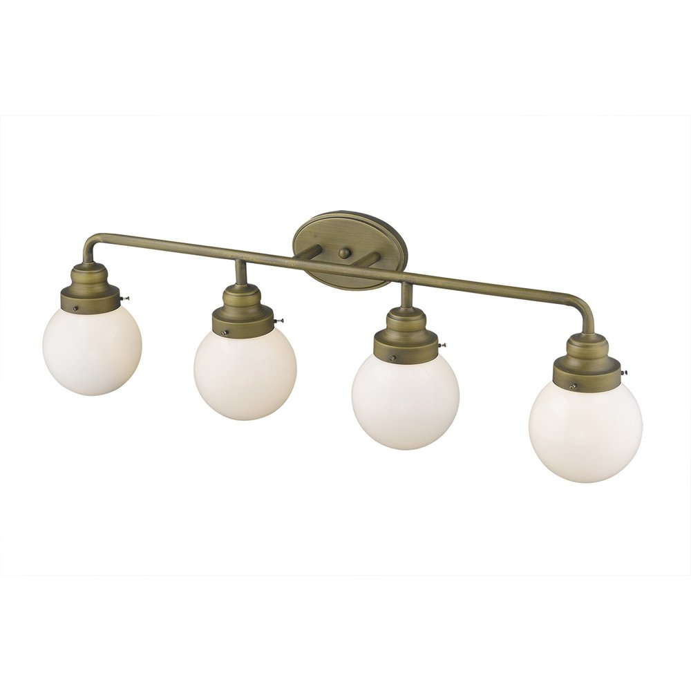 12" Brass And White Metal and Glass Vanity Flush Mounted Sconce