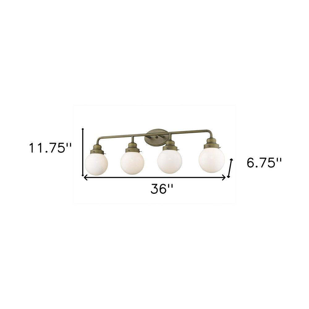 12" Brass And White Metal and Glass Vanity Flush Mounted Sconce