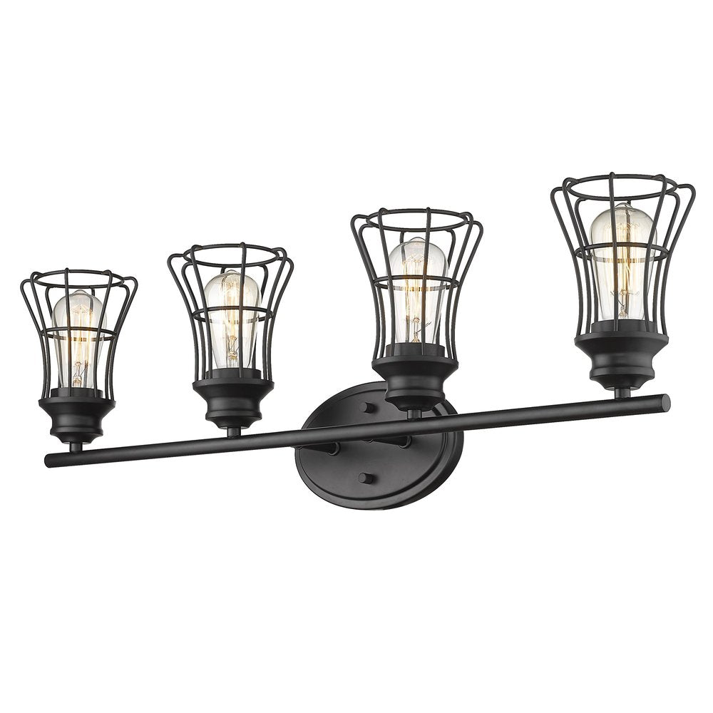 9" Black Metal Vanity Flush Mounted Sconce