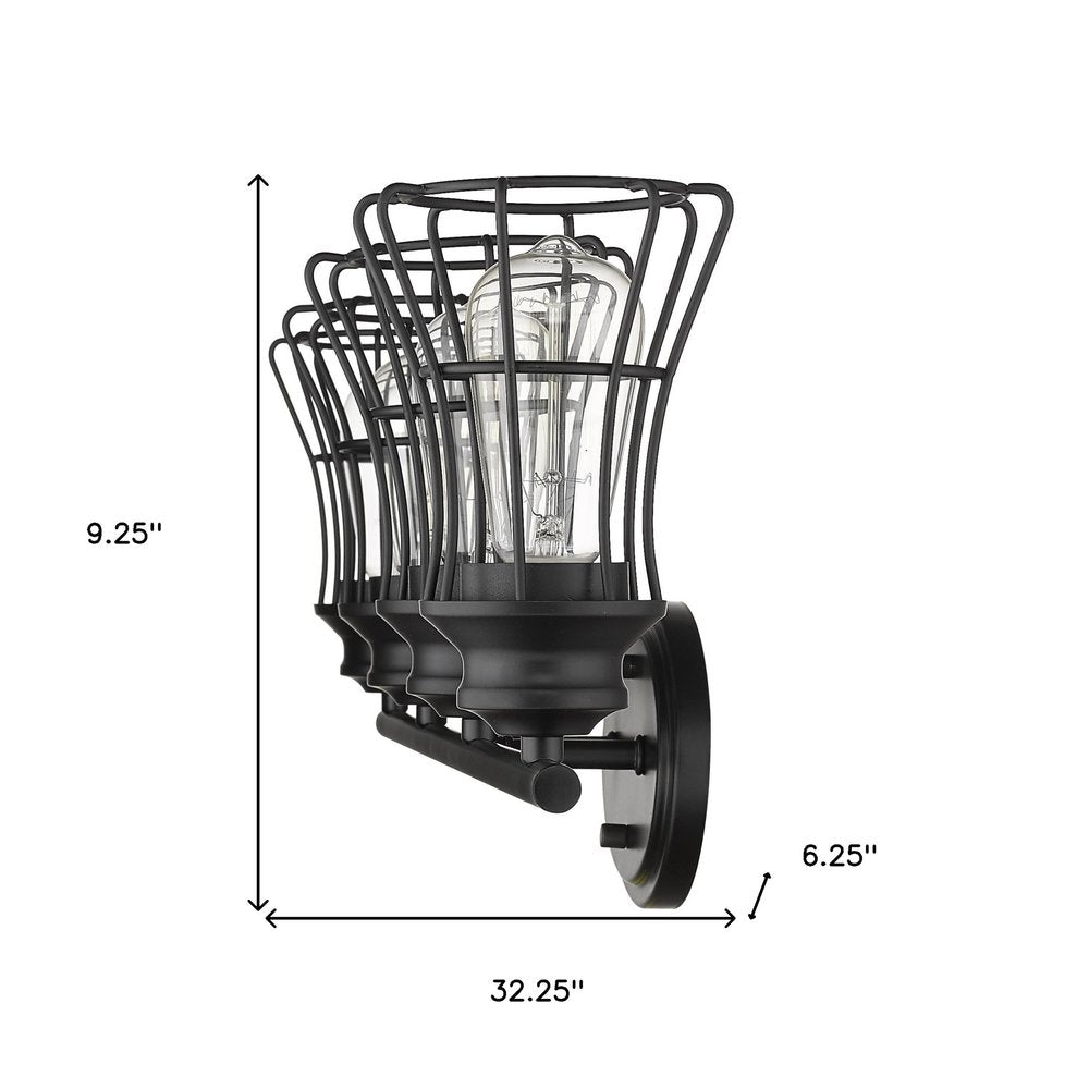 9" Black Metal Vanity Flush Mounted Sconce