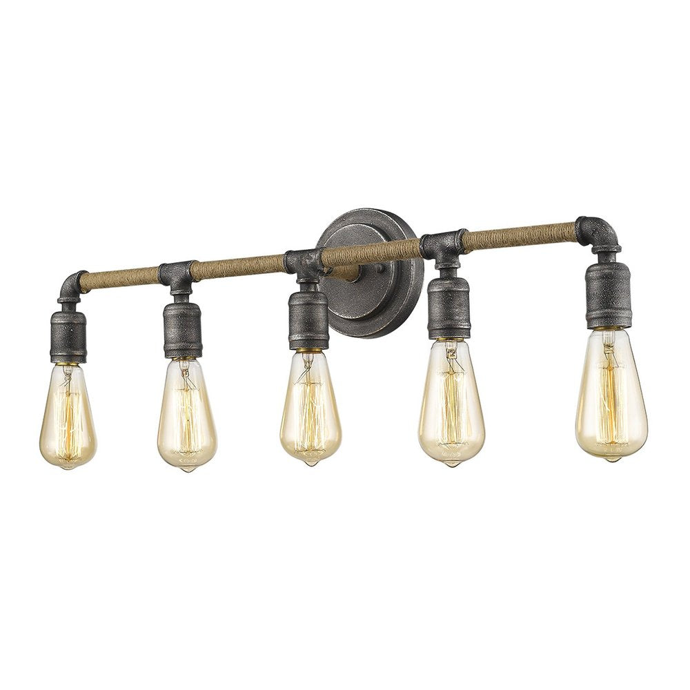 28" Black Metal Five Light Vanity Light