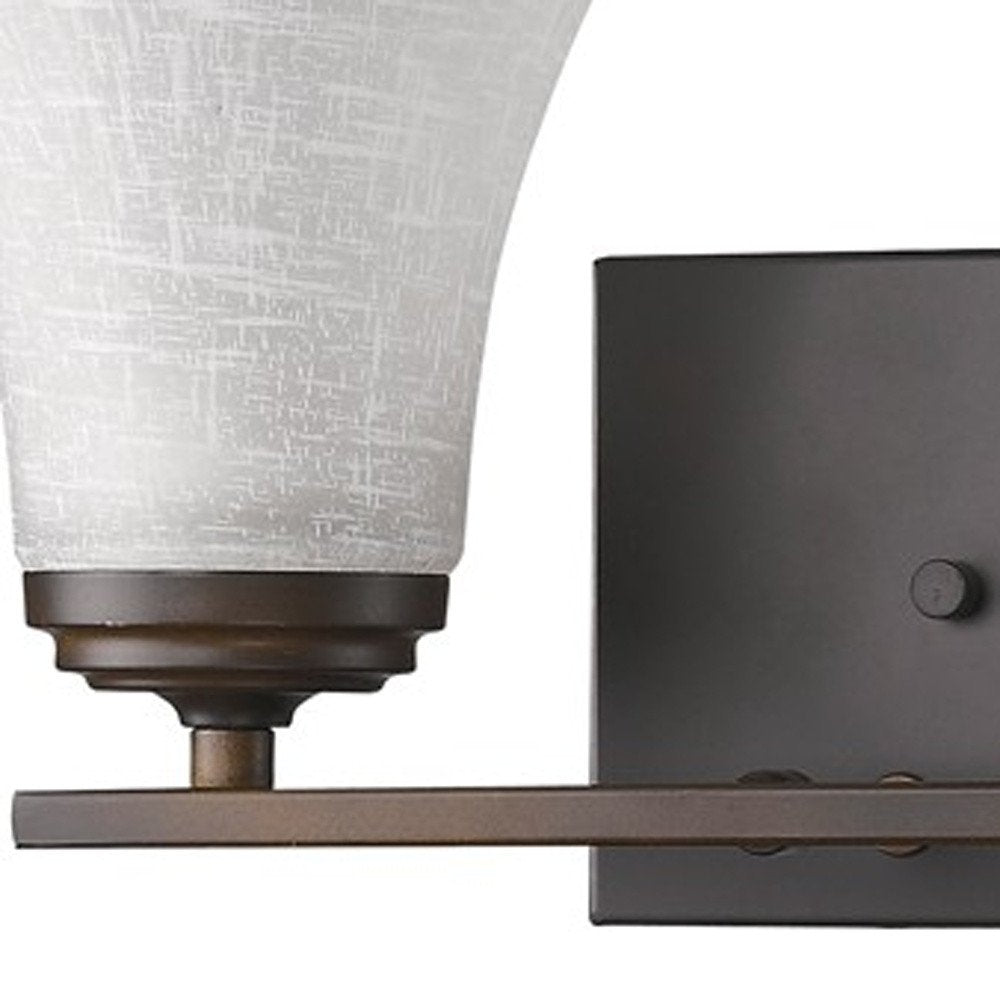 8" Antiqued Bronze Metal and Glass Two Light Flush Mount Wall Light