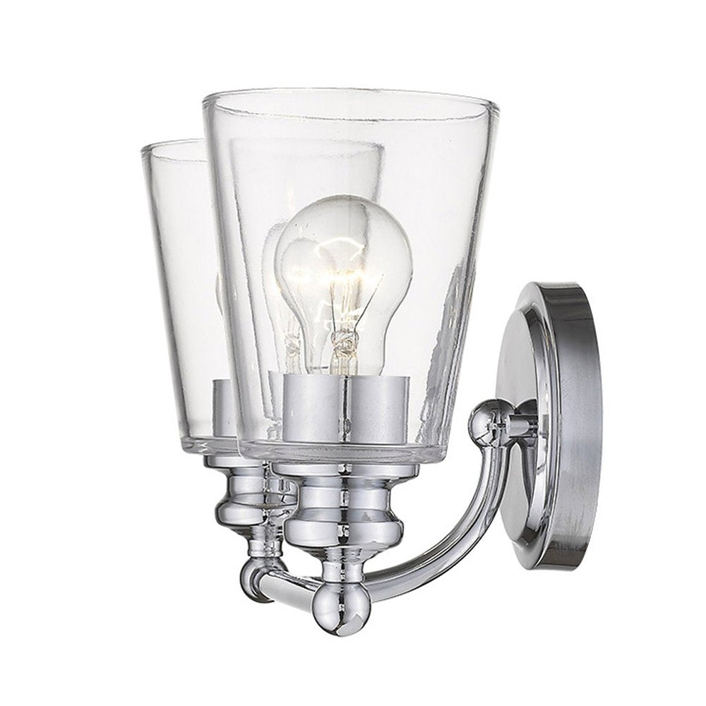 8" Silver And Clear Metal Vanity Flush Mounted Sconce