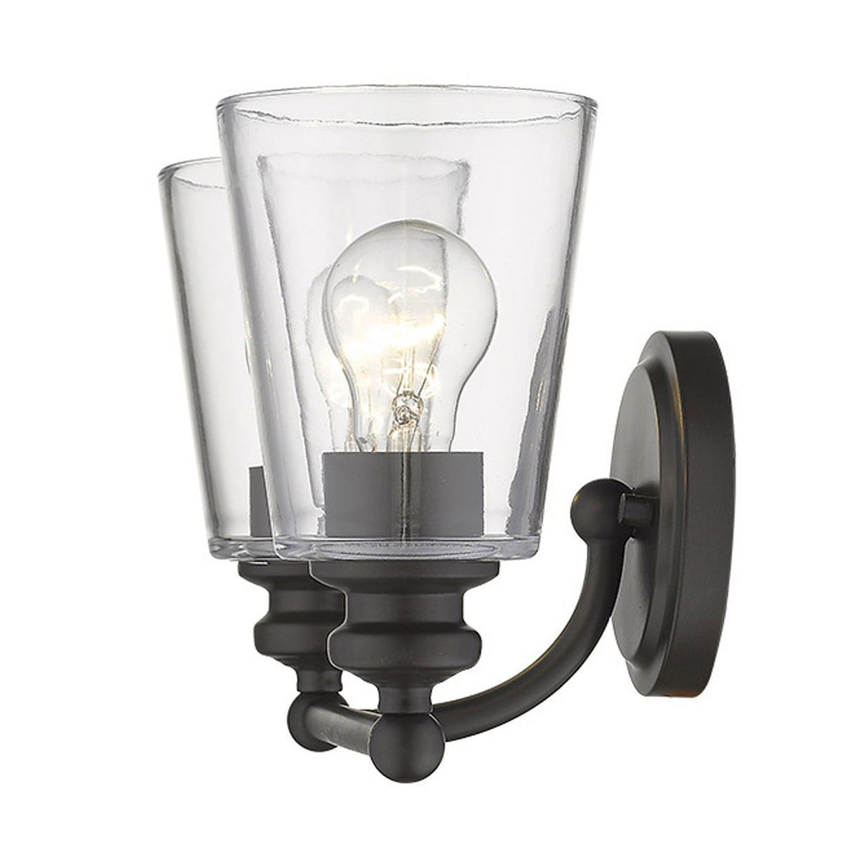 8" Black And Clear Metal Vanity Flush Mounted Sconce