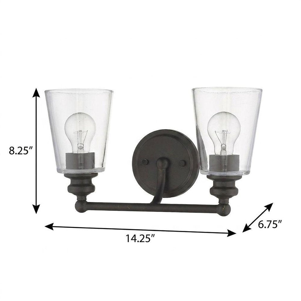 8" Black And Clear Metal Vanity Flush Mounted Sconce