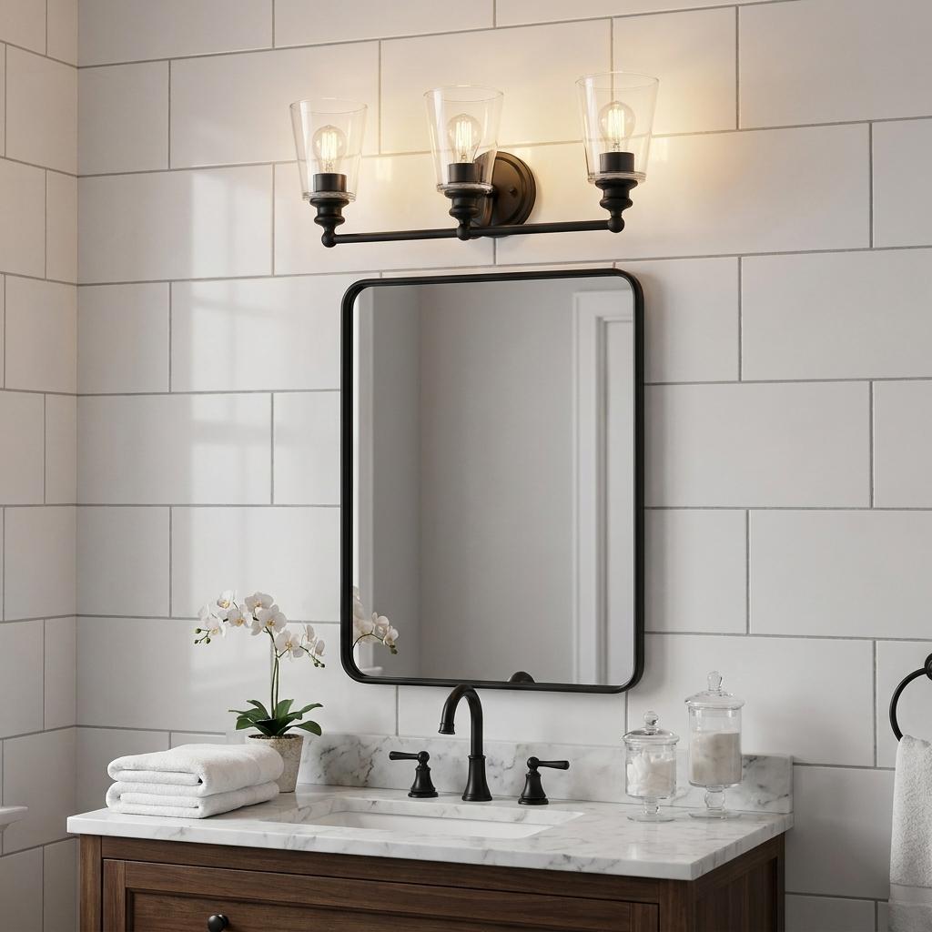 8" Black And Clear Metal Vanity Flush Mounted Sconce