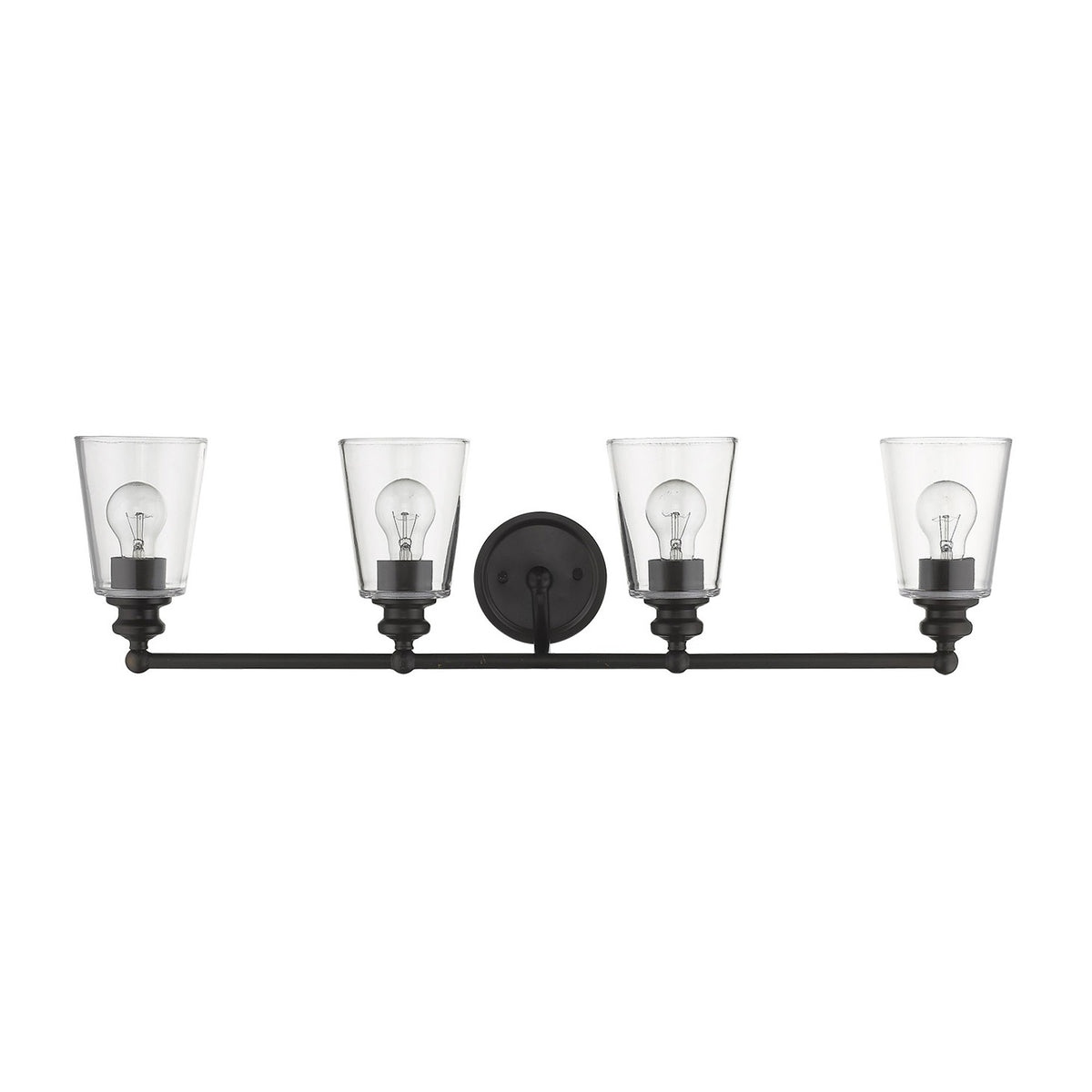 8" Black And Clear Metal and Glass Vanity Flush Mounted Sconce