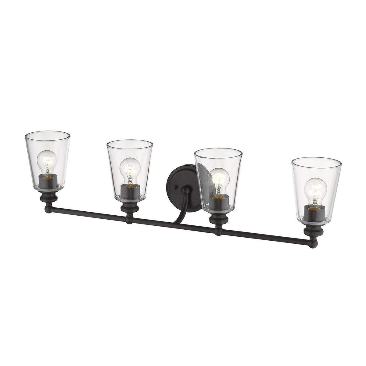 8" Black And Clear Metal and Glass Vanity Flush Mounted Sconce
