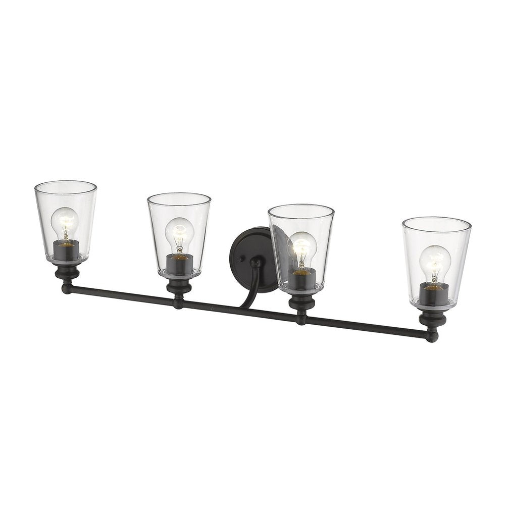 8" Black And Clear Metal and Glass Vanity Flush Mounted Sconce